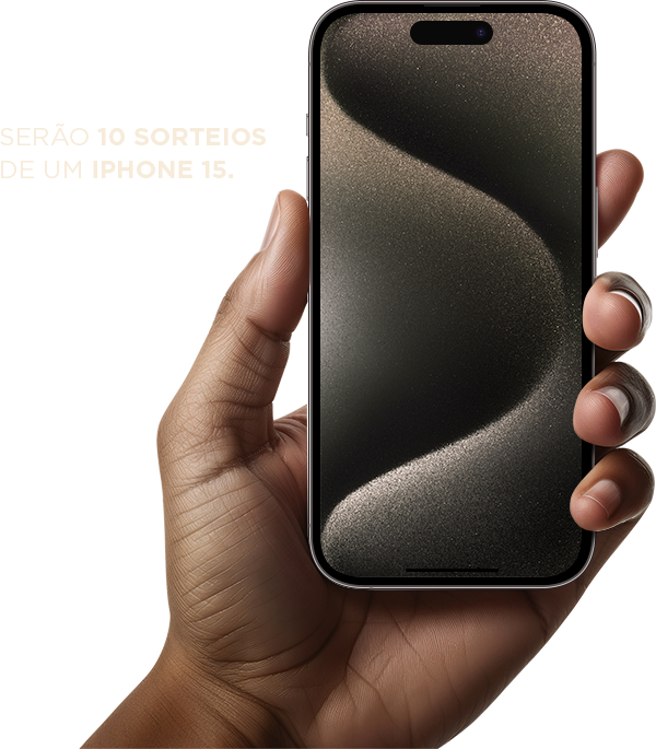 Serão 10 sorteios de um iPhone 15.